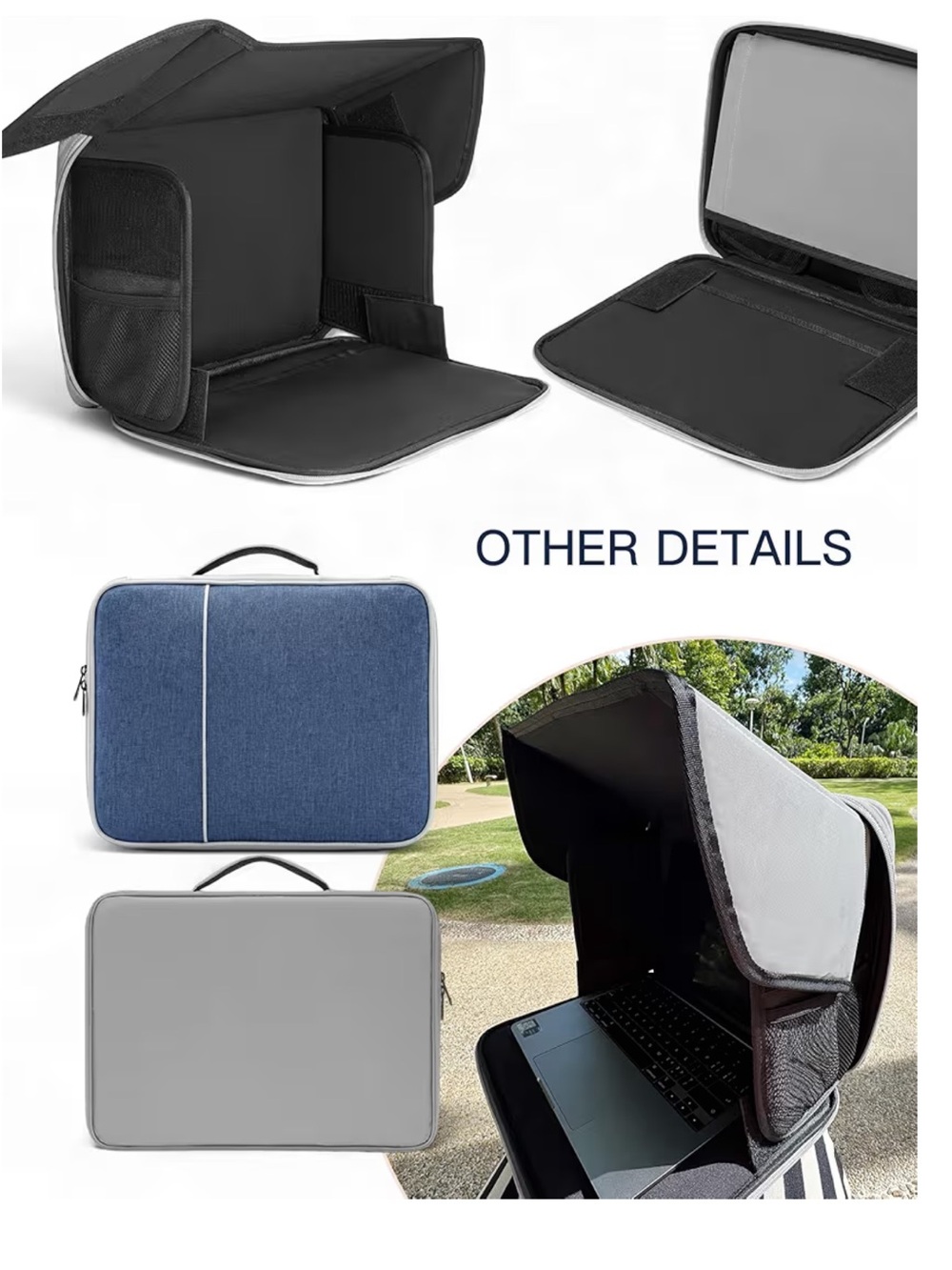Portable Tablet/Laptop Shade Case - Black and Gray